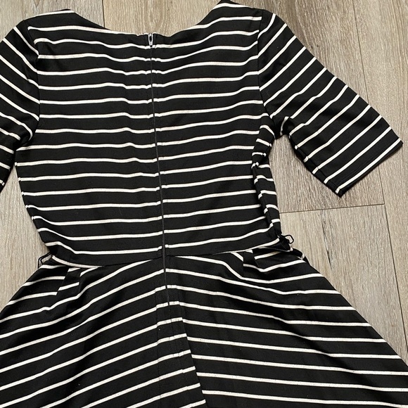 BCX Women’s Fit & Flare Skater Short Sleeve Stripe Dress Black & White Size 3 - Picture 9 of 16